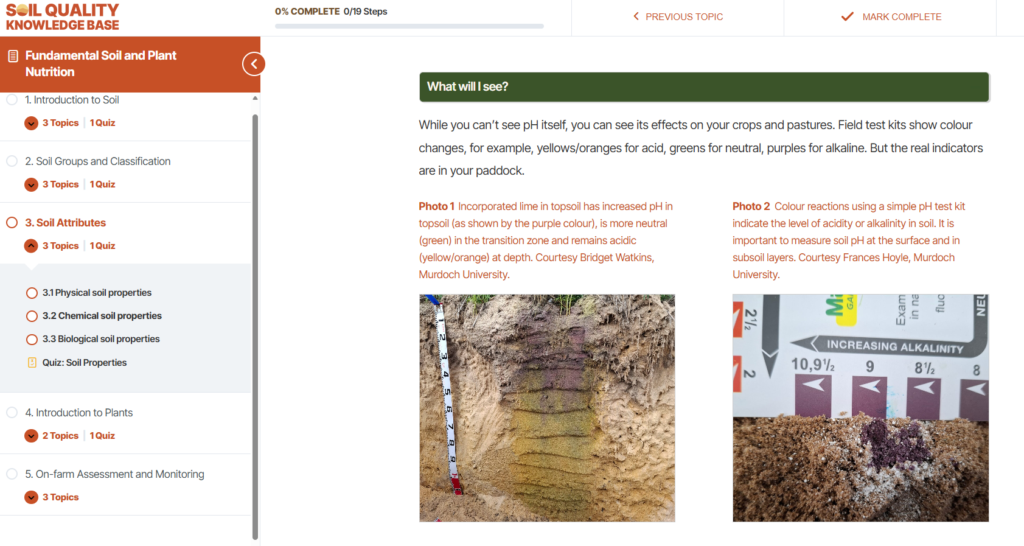 Soil Attributes steps users through the physical, chemical and biological properties of soil