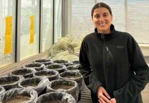 DPIRD Research Scientist Maria Pfeifle with her pot experiments