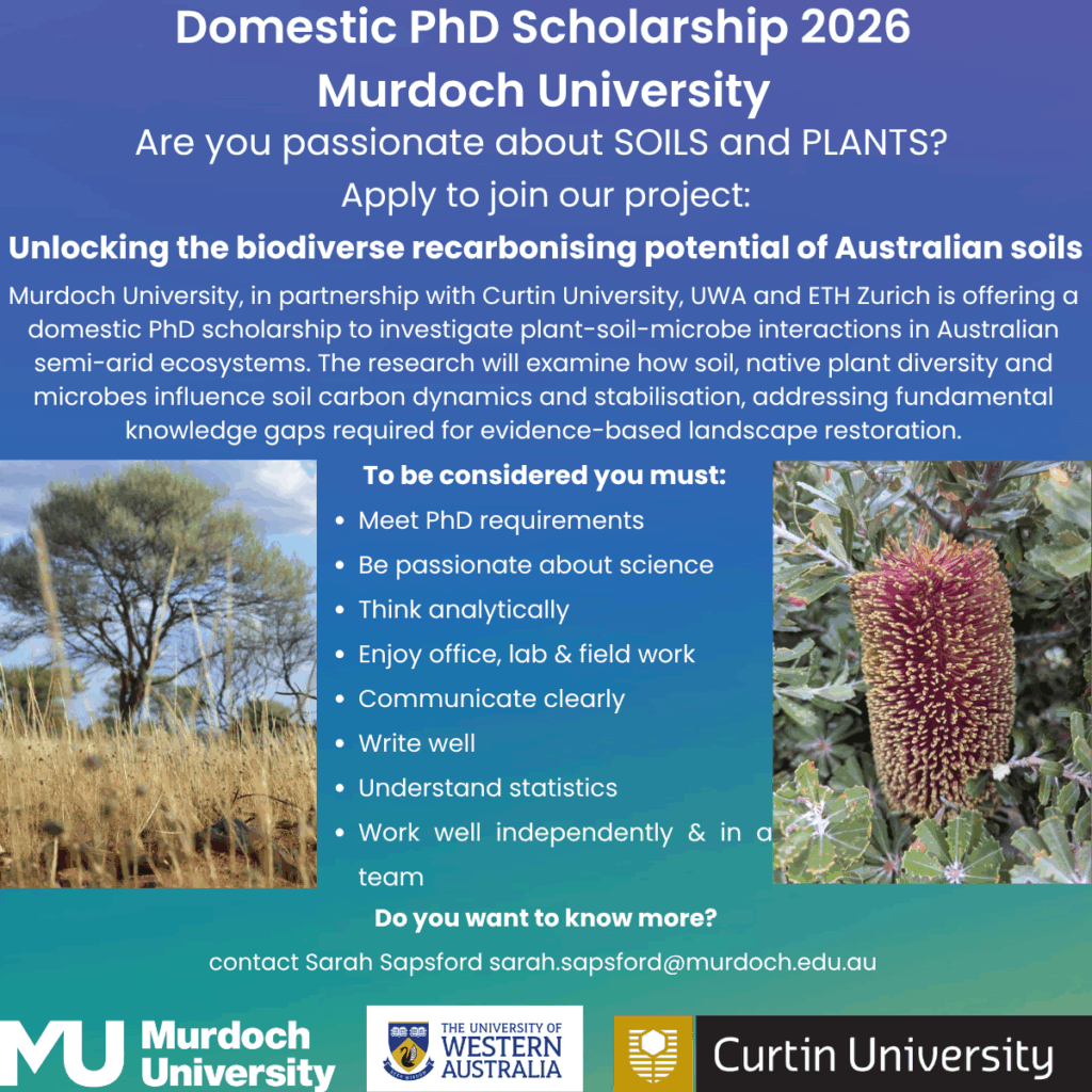 A domstic PhD scholarship is being offered by Murdoch University