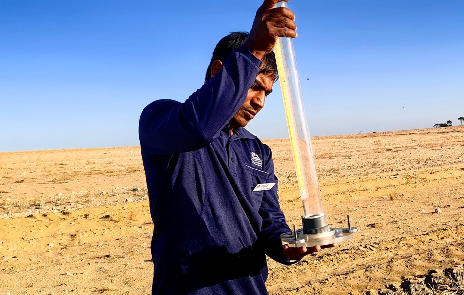 DPIRD's Dr Gauz Azam measures soil water content