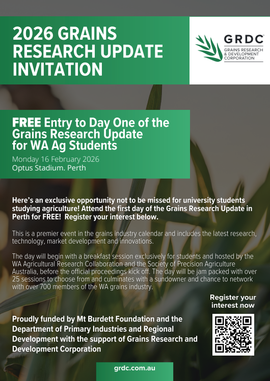Grains Research Update offer for ag students