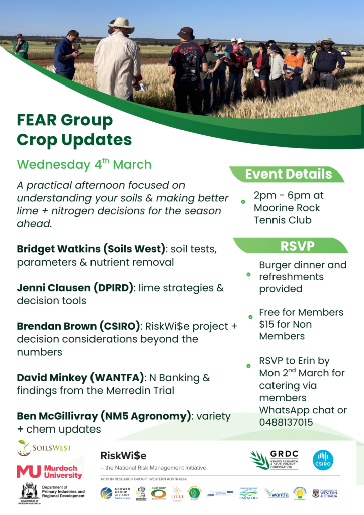 FEAR Group Crop Updates flyer