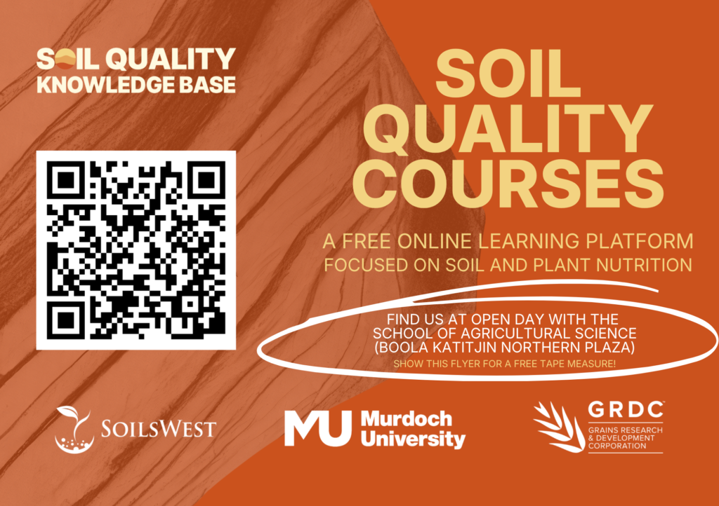 Soil Quality Courses flyer for Murdoch University Open Day